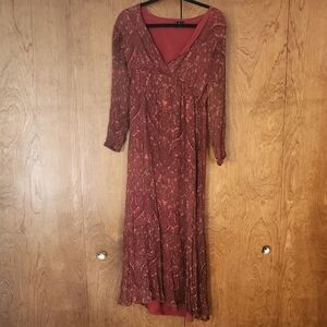 Nicole Miller Long Sleeve Dress in Rich Maroon
